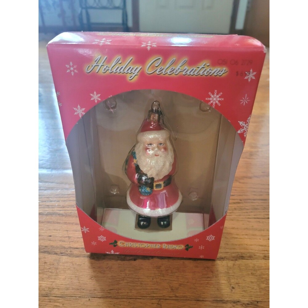Christopher Radko Vintage Hand-Painted Santa Ornament Holiday Celebration